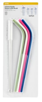 NEW-4-Drink-Bottle-Straws-with-Brush-Bent on sale