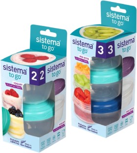 Sistema-2-Pack-To-Go-Yogurt-Snack-or-3-Pack-Mini-Bites-To-Go-Snack-Containers on sale