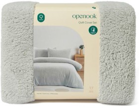 NEW-Openook-Teddy-Quilt-Cover-Set-Queen-Light-Grey on sale