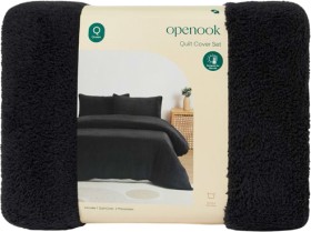 NEW-Openook-Teddy-Quilt-Cover-Set-Queen-Charcoal on sale