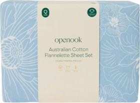 NEW-Openook-Australian-Cotton-Flannelette-Sheet-Set-Queen-Blue-Floral on sale