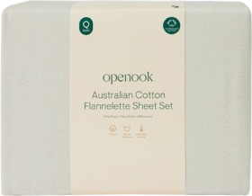 NEW-Openook-Australian-Cotton-Flannelette-Sheet-Set-Queen-Light-Grey on sale