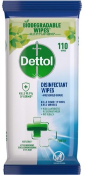 Dettol-110-Pack-Disinfectant-Wipes-Fresh on sale