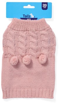 NEW-Tails-Pet-Jacket-Knit-Cable-20cm-Pink on sale