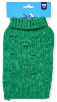 NEW-Tails-Pet-Jacket-Knit-Cable-20cm-Green on sale