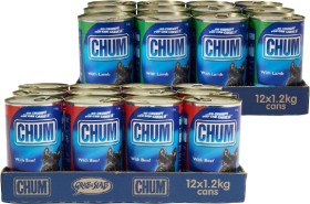 Chum-12-Pack-Beef-or-Lamb-Wet-Dog-Food-12kg on sale