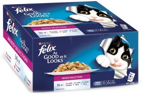 Felix-36-Pack-As-Good-As-It-Looks-Wet-Cat-Food-Pouch-Varieties-85g on sale