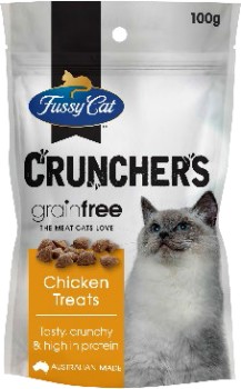 Fussy-Cat-Crunchers-Chicken-Cat-Treats-100g on sale