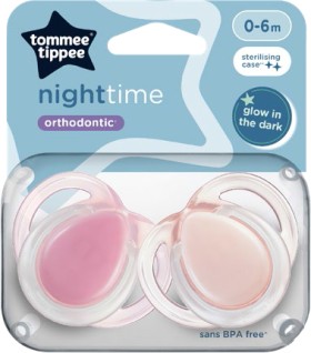 Tommee-Tippee-2-Pack-Night-Soother-0-6m on sale