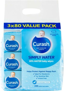 Curash-Simply-Water-Baby-Wipes-3-x-80-Value-Pack on sale