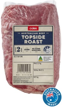 Coles-Australian-No-Added-Hormones-Beef-Roast-Topside on sale