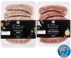 Coles-Finest-Sausages-450g-500g on sale