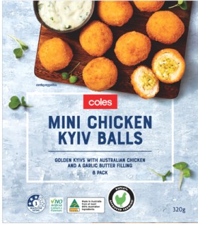 Coles-Mini-Chicken-Kyiv-Balls-320g on sale