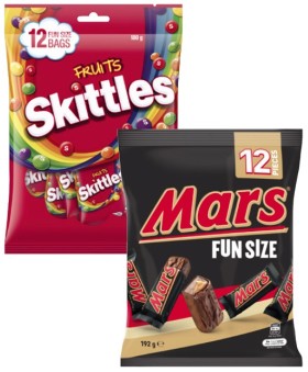 Mars-Chocolate-Fun-Size-132g-192g-or-Skittles-Fun-Size-180g on sale