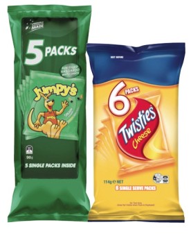 Twisties-6-Pack-Jumpys-5-Pack-or-Doritos-5-Pack on sale