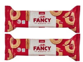 Coles-Jam-Fancy-Biscuits-140g on sale