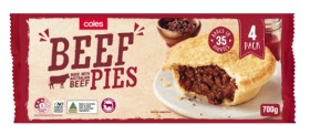 Coles-Frozen-Meat-Pies-4-Pack-700g on sale