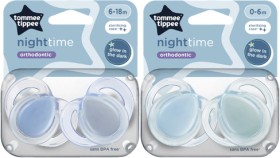 Tommee-Tippee-Night-Time-Silicone-Soother-0-Months-6-Months-or-6-Months-18-Months-2-Pack on sale