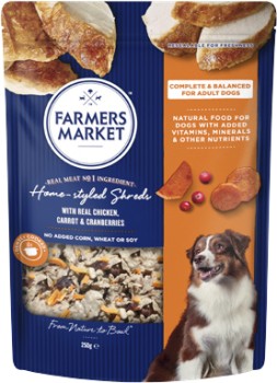 Farmers-Market-Home-Styled-Shreds-Dog-Food-250g on sale