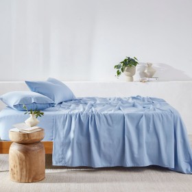Plain-Cotton-Blue-Flannelette-Sheet-Set-by-Essentials on sale