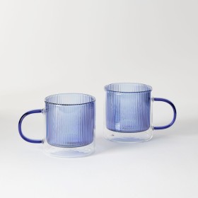 Barrio-Double-Wall-Blue-Glass-Mug-2pk-by-MUSE on sale