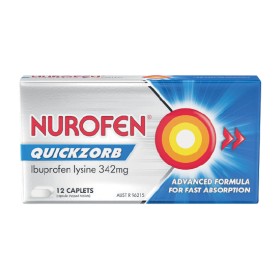 Nurofen-Quickzorb-Quick-Pain-Relief-Caplets-200mg-Ibuprofen-Pk-12 on sale