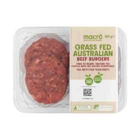 Macro-Grass-Fed-Beef-Burger-or-Sausage-500g on sale