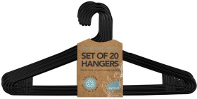 Plastic+Hanger+Black+20+Pack