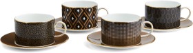 Wedgwood+Gio+Gold+Teacups+and+Saucers+Set+of+4
