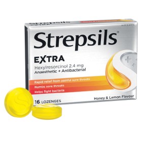 Strepsils-Extra-Honey-Lemon-Sore-Throat-Fast-Numb-Lozenges-Pk-16 on sale