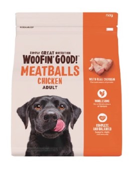 Woofin-Good-Meatballs-Dog-Food-750g on sale
