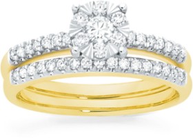 9ct+Gold+Diamond+Bridal+Set