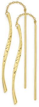 9ct+Gold+Diamond-Cut+Twist+Bar+Thread+Through+Earrings