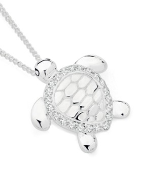 Sterling-Silver-Cubic-Zirconia-Turtle-Pendant on sale