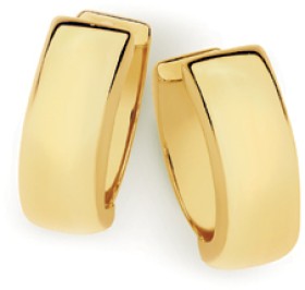 9ct-Gold-10mm-Polished-Huggie-Earrings on sale