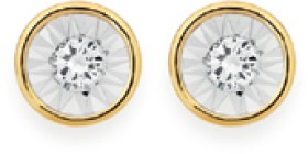 9ct-Gold-Diamond-Bezel-Set-Stud-Earrings on sale