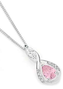 Sterling+Silver+Pear+Pink+Cubic+Zirconia+%26amp%3B+Marquise+Cubic+Zirconia+Pendant