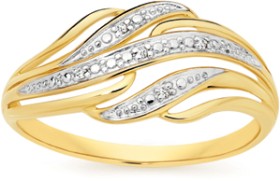 9ct+Gold+Diamond+Multi+Swirl+Ring