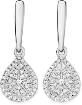 9ct-White-Gold-Diamond-Pear-Shape-Drop-Earrings on sale