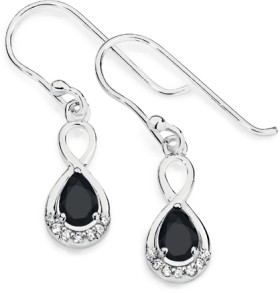 Sterling+Silver+Black+Pear+Cubic+Zirconia+Infinity+Drop+Earrings