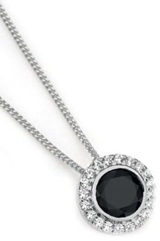 Sterling+Silver+Round+Black+Cubic+Zirconia+Cluster+Pendant