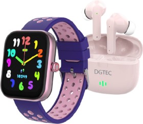 DGTEC-18-Inch-Smart-Watch-with-Wireless-Earbuds-Purple on sale