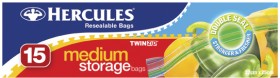 Hercules-Medium-TwinZip-Resealable-Storage-Bags-15-Pack on sale