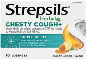 Strepsils-Herbal-Chesty-Cough-Honey-Lemon-Flavour-16-Lozenges on sale