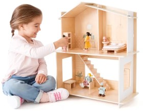 NEW-8-Piece-Wooden-Dollhouse on sale