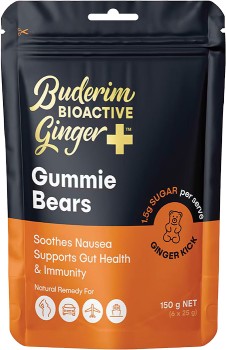 Buderim-Ginger-BioActive-Ginger-Hot-Gummie-Bears-150g on sale