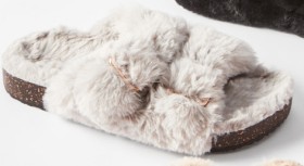 Furry-Footbed-Slippers-Grey on sale