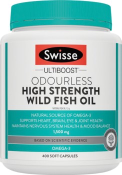 Swisse-Ultiboost-Odourless-High-Strength-Fish-Oil-1500-400-Capsules on sale