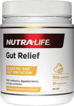 Nutra-Life-Gut-Relief-Powder-MangoOrange-Flavour-180g on sale