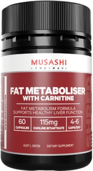 Musashi-Fat-Metaboliser-With-Carnitine-60-Capsules on sale